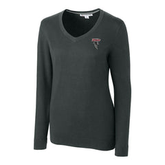 Atlanta Falcons Cutter & Buck Women's Throwback Logo Lakemont Tri-Blend V-Neck Pullover Sweater Heather Charcoal | NFL