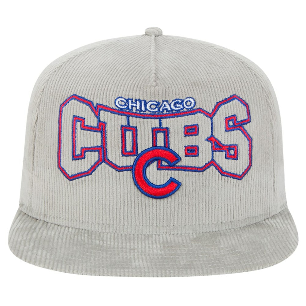 New Era Chicago Cubs Gray Corduroy Golfer Snapback Hat Hats - MLB