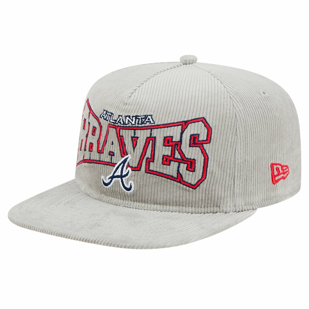 New Era Atlanta Braves Gray Corduroy Golfer Snapback Hat Hats - MLB