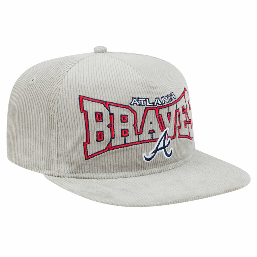New Era Atlanta Braves Gray Corduroy Golfer Snapback Hat Hats - MLB