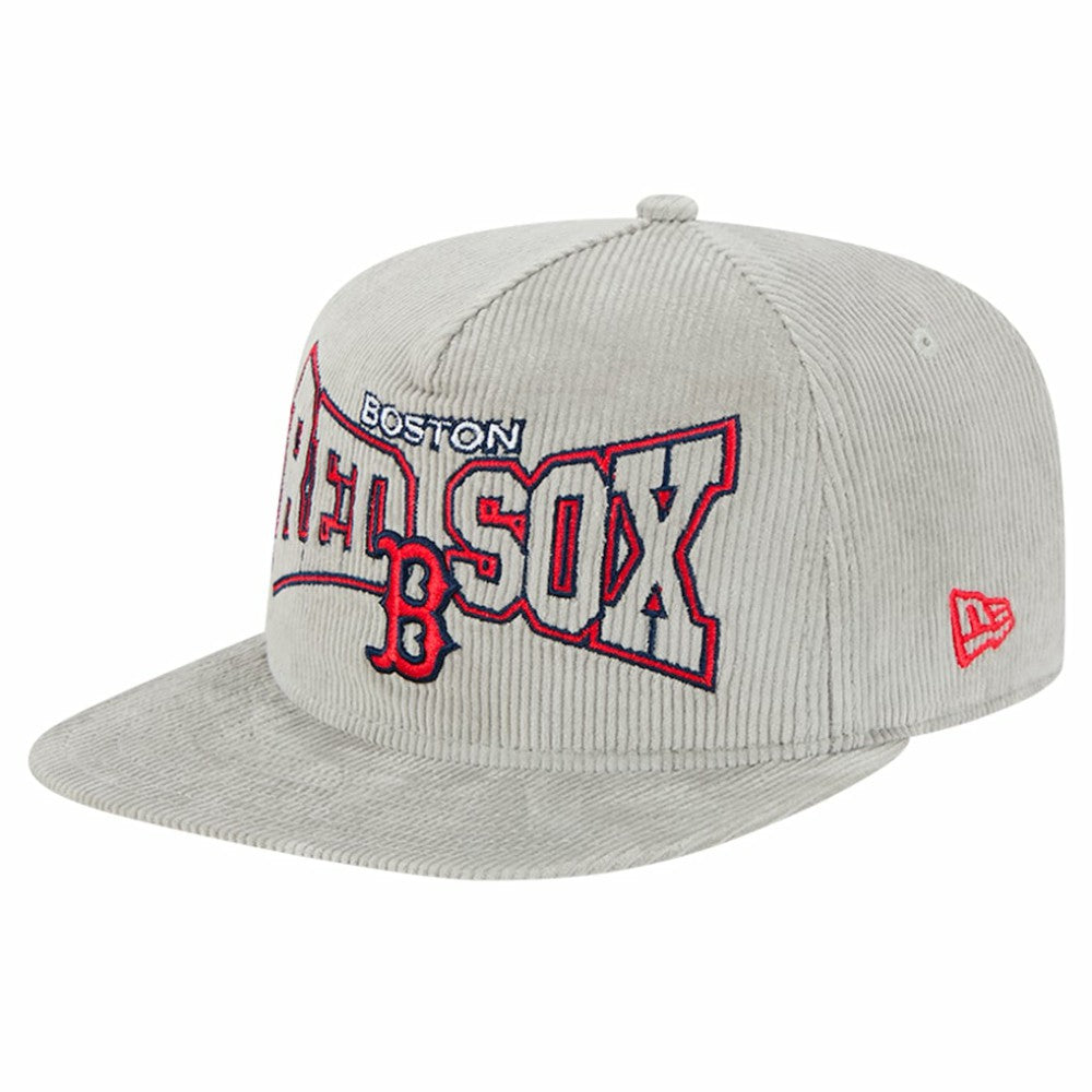 New Era Boston Red Sox Gray Corduroy Golfer Snapback Hat Hats - MLB