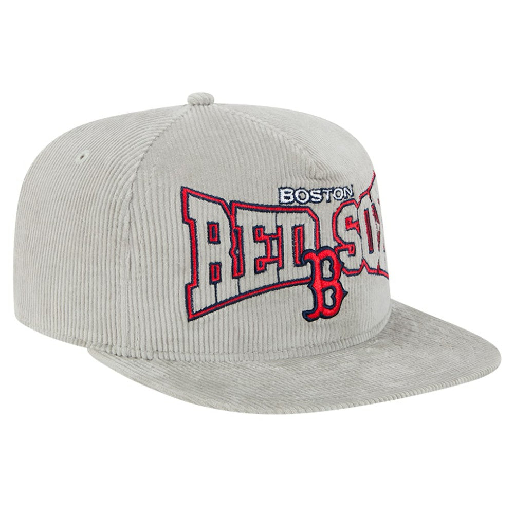 New Era Boston Red Sox Gray Corduroy Golfer Snapback Hat Hats - MLB