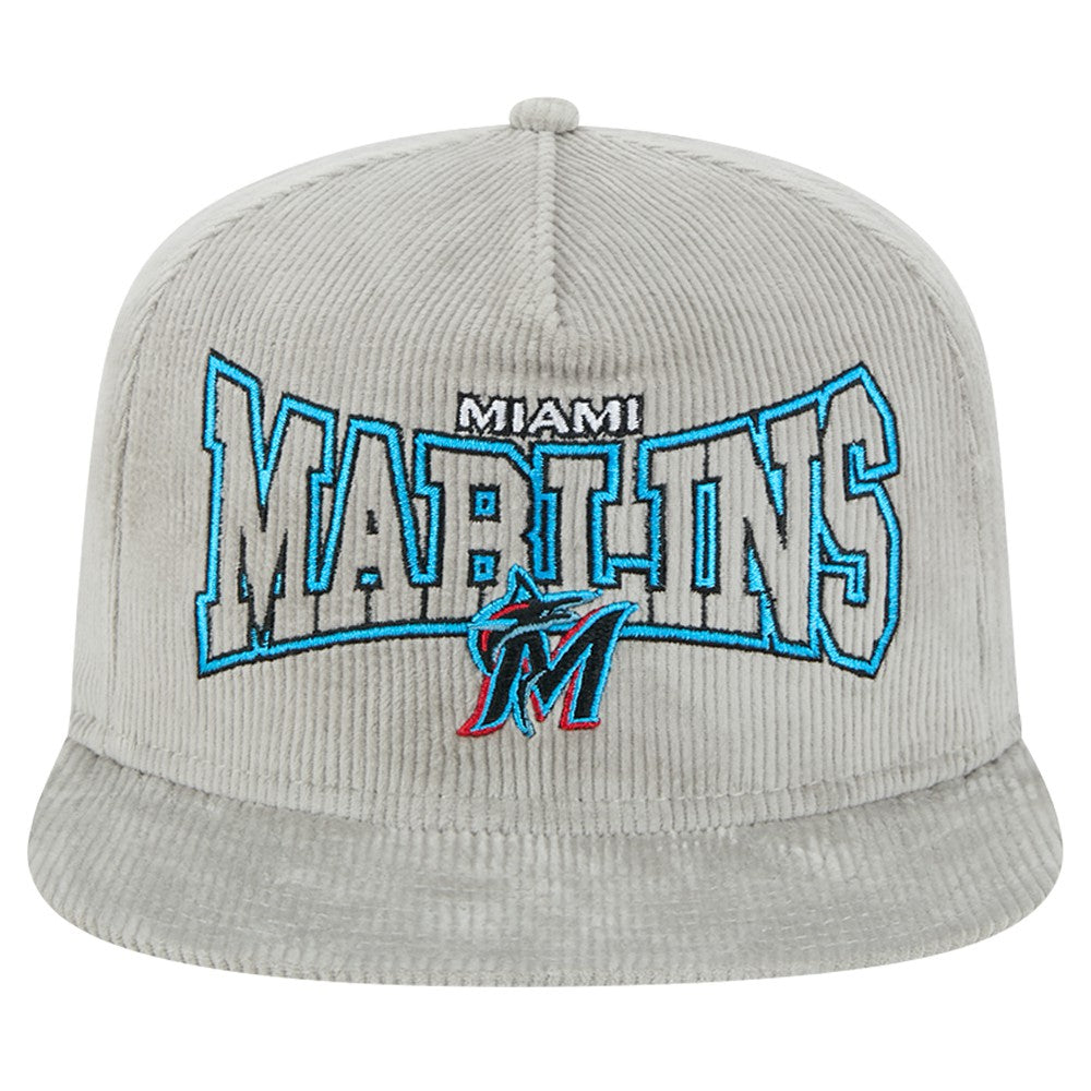 New Era Miami Marlins Gray Corduroy Golfer Snapback Hat Hats - MLB