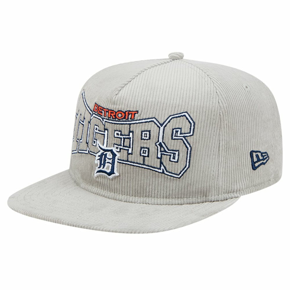 New Era Detroit Tigers Gray Corduroy Golfer Snapback Hat Hats - MLB