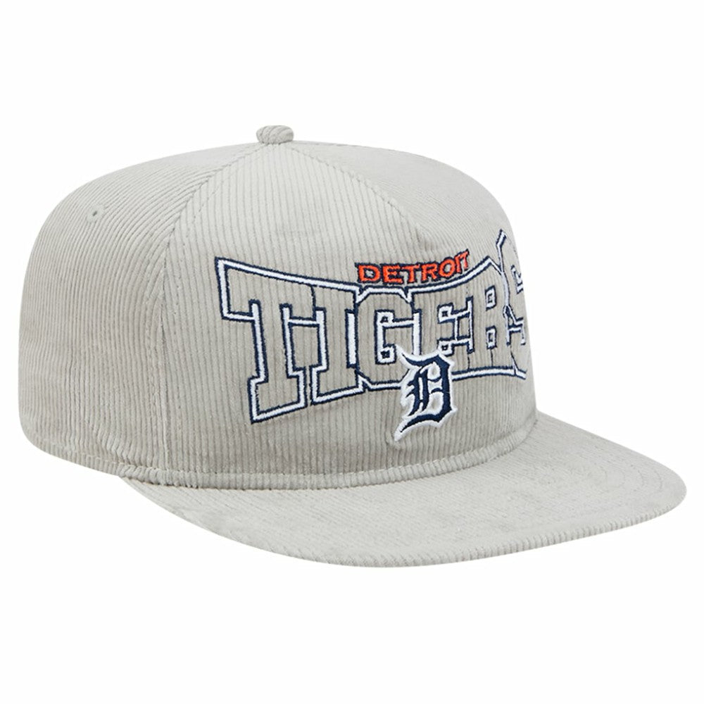 New Era Detroit Tigers Gray Corduroy Golfer Snapback Hat Hats - MLB