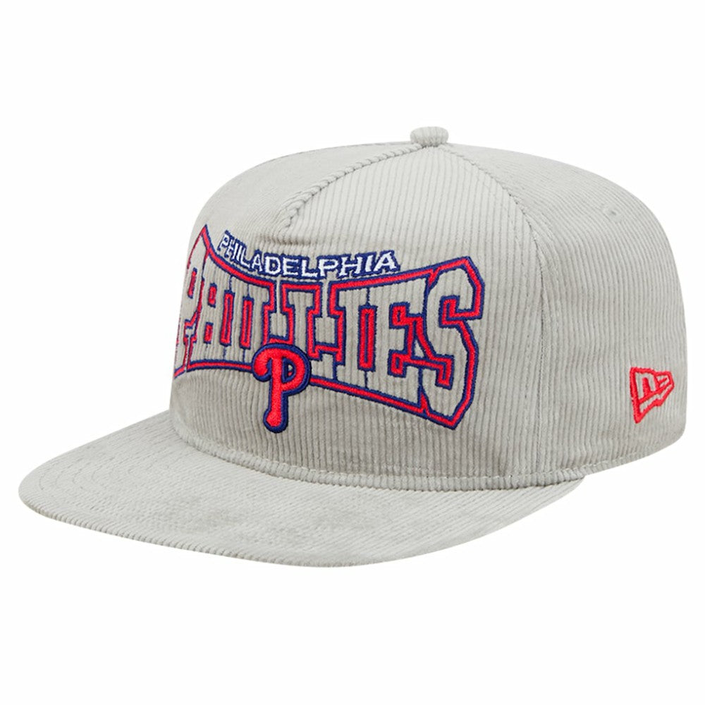 New Era Philadelphia Phillies Gray Corduroy Golfer Snapback Hat Hats - MLB