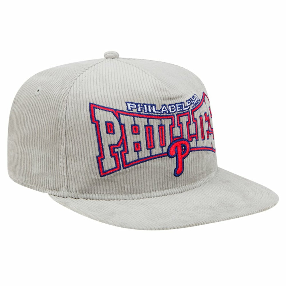 New Era Philadelphia Phillies Gray Corduroy Golfer Snapback Hat Hats - MLB