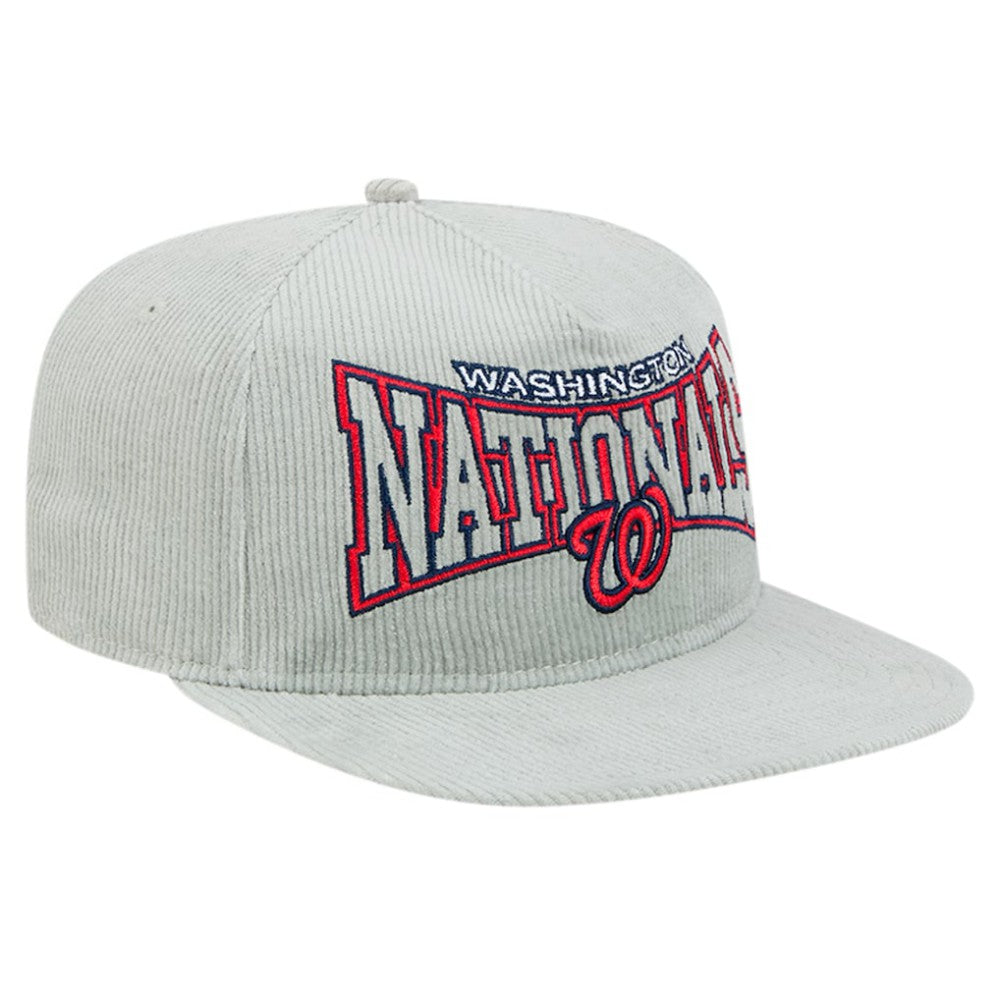 New Era Washington Nationals Gray Corduroy Golfer Snapback Hat Hats - MLB