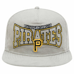 New Era Pittsburgh Pirates Gray Corduroy Golfer Snapback Hat Hats - MLB