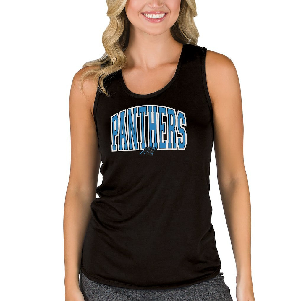 Carolina Panthers Concepts Sport Women's Marathon Racer Back Tank Top Black | NFL
