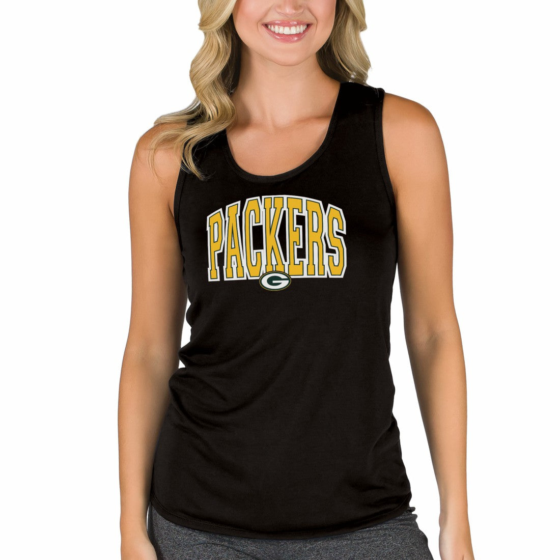 Green Bay Packers Concepts Sport Women's Marathon Racer Back Tank Top Black | NFL