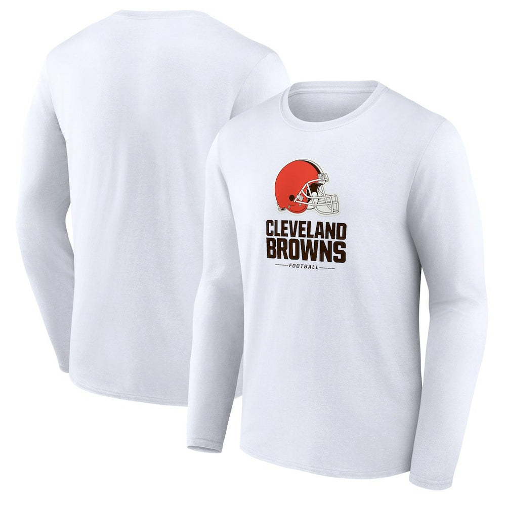 Cleveland Browns Team Lockup Long Sleeve T-Shirt White | NFL