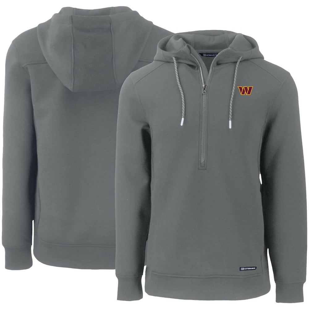 Washington Commanders Cutter & Buck Primary Mark Roam Eco Recycled Half-Zip Pullover Hoodie Gray | NFL