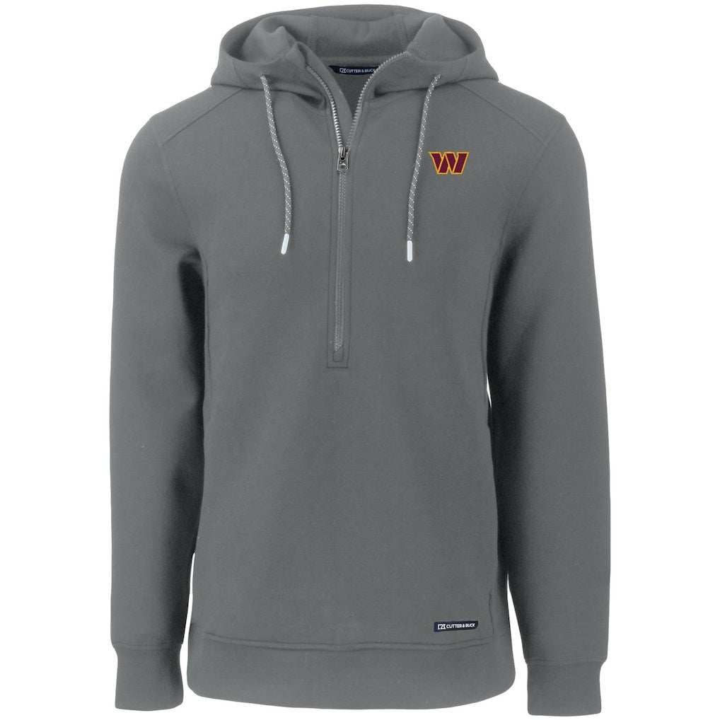 Washington Commanders Cutter & Buck Primary Mark Roam Eco Recycled Half-Zip Pullover Hoodie Gray | NFL