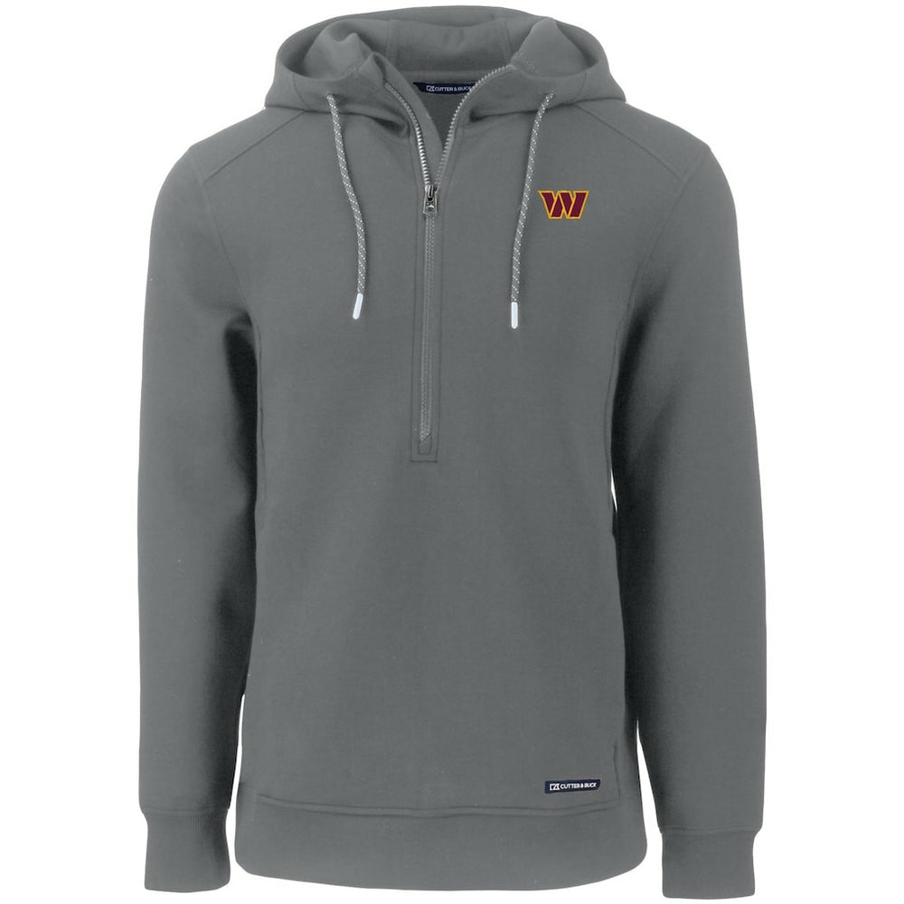 Washington Commanders Cutter & Buck Primary Mark Roam Eco Recycled Half-Zip Pullover Hoodie Gray | NFL