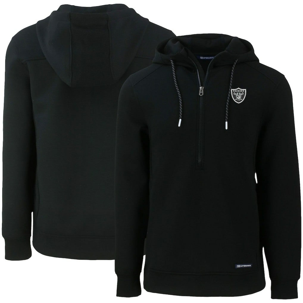 Las Vegas Raiders Cutter & Buck Primary Mark Roam Eco Recycled Half-Zip Pullover Hoodie Black | NFL