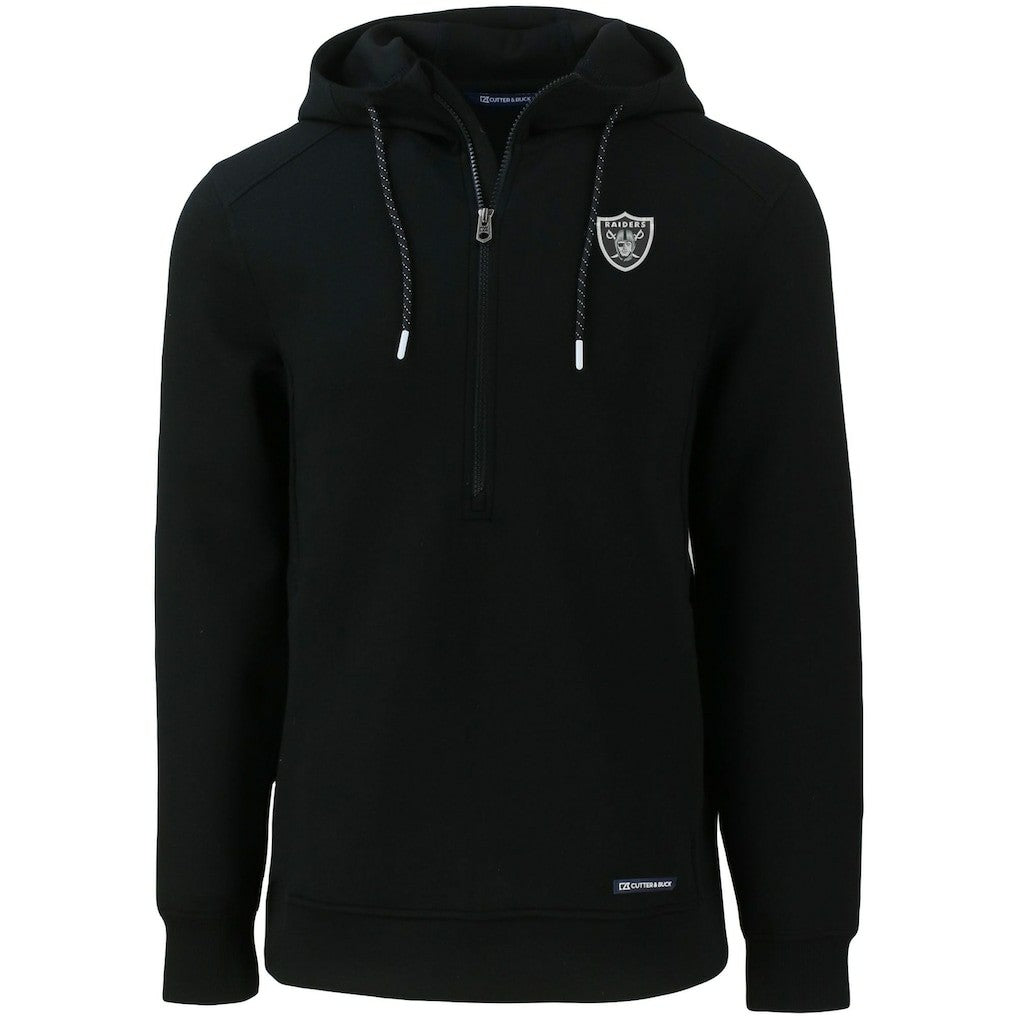 Las Vegas Raiders Cutter & Buck Primary Mark Roam Eco Recycled Half-Zip Pullover Hoodie Black | NFL