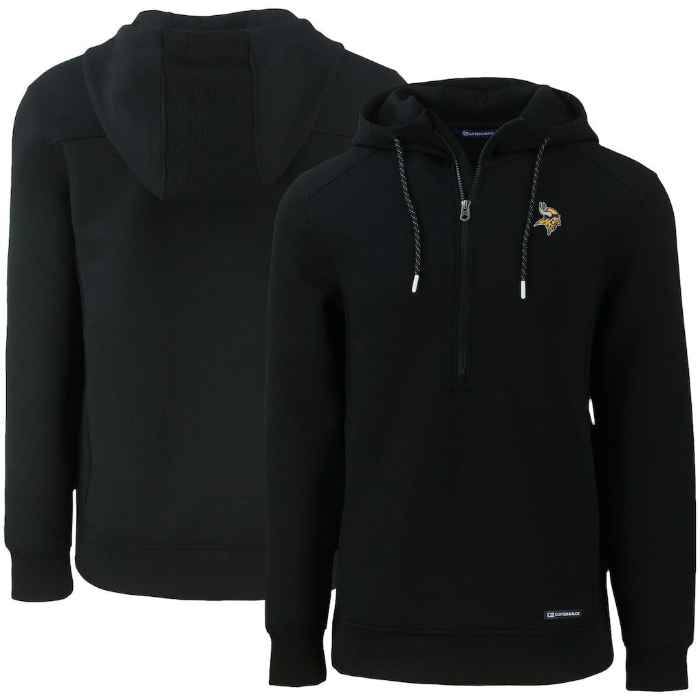 Minnesota Vikings Cutter & Buck Primary Mark Roam Eco Recycled Half-Zip Pullover Hoodie Black | NFL