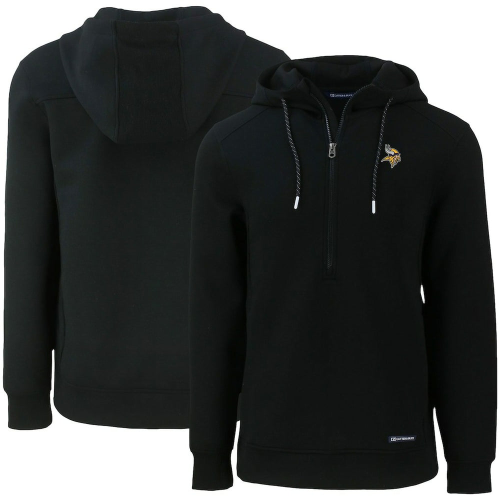 Minnesota Vikings Cutter & Buck Primary Mark Roam Eco Recycled Half-Zip Pullover Hoodie Black | NFL