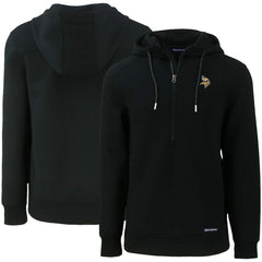 Minnesota Vikings Cutter & Buck Primary Mark Roam Eco Recycled Half-Zip Pullover Hoodie Black | NFL