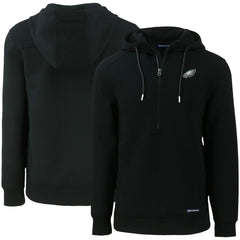 Philadelphia Eagles Cutter & Buck Primary Mark Roam Eco Recycled Half-Zip Pullover Hoodie Black | NFL
