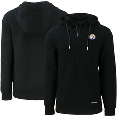 Pittsburgh Steelers Cutter & Buck Primary Mark Roam Eco Recycled Half-Zip Pullover Hoodie Black | NFL
