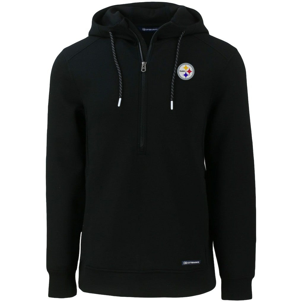 Pittsburgh Steelers Cutter & Buck Primary Mark Roam Eco Recycled Half-Zip Pullover Hoodie Black | NFL