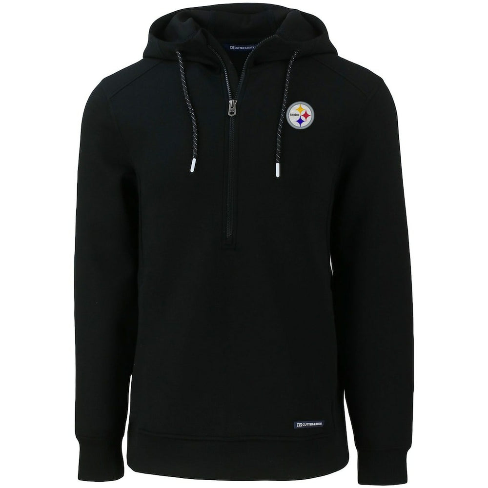 Pittsburgh Steelers Cutter & Buck Primary Mark Roam Eco Recycled Half-Zip Pullover Hoodie Black | NFL