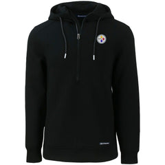 Pittsburgh Steelers Cutter & Buck Primary Mark Roam Eco Recycled Half-Zip Pullover Hoodie Black | NFL