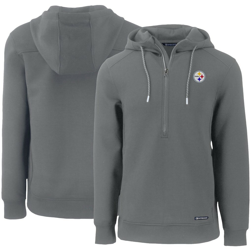 Pittsburgh Steelers Cutter & Buck Primary Mark Roam Eco Recycled Half-Zip Pullover Hoodie Gray | NFL