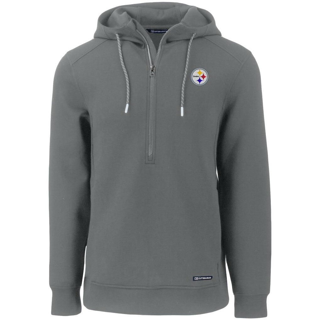 Pittsburgh Steelers Cutter & Buck Primary Mark Roam Eco Recycled Half-Zip Pullover Hoodie Gray | NFL