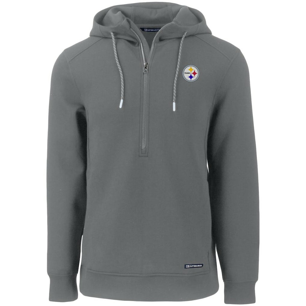 Pittsburgh Steelers Cutter & Buck Primary Mark Roam Eco Recycled Half-Zip Pullover Hoodie Gray | NFL