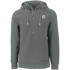 Pittsburgh Steelers Cutter & Buck Primary Mark Roam Eco Recycled Half-Zip Pullover Hoodie Gray | NFL