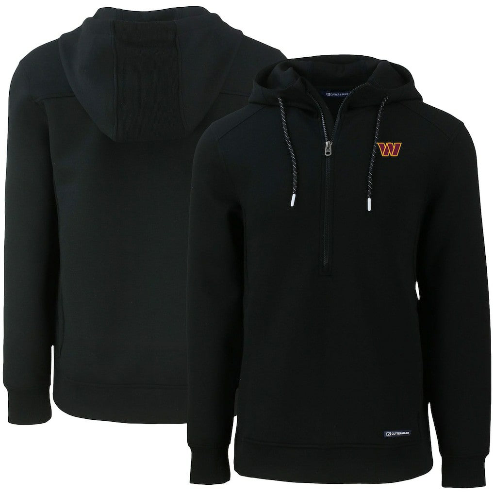 Washington Commanders Cutter & Buck Primary Mark Roam Eco Recycled Half-Zip Pullover Hoodie Black | NFL
