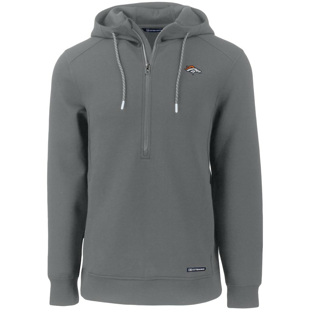 Denver Broncos Cutter & Buck Primary Mark Roam Eco Recycled Half-Zip Pullover Hoodie Gray | NFL