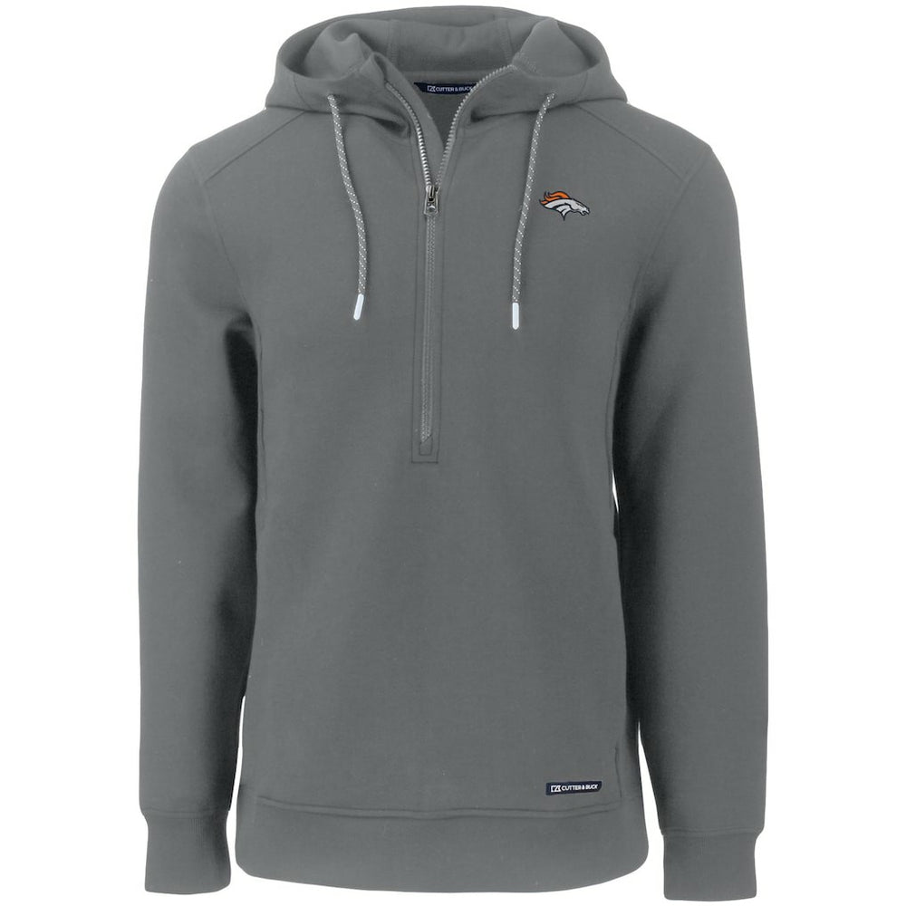 Denver Broncos Cutter & Buck Primary Mark Roam Eco Recycled Half-Zip Pullover Hoodie Gray | NFL