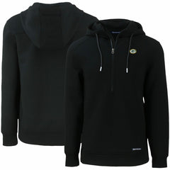 Green Bay Packers Cutter & Buck Primary Mark Roam Eco Recycled Half-Zip Pullover Hoodie Black | NFL