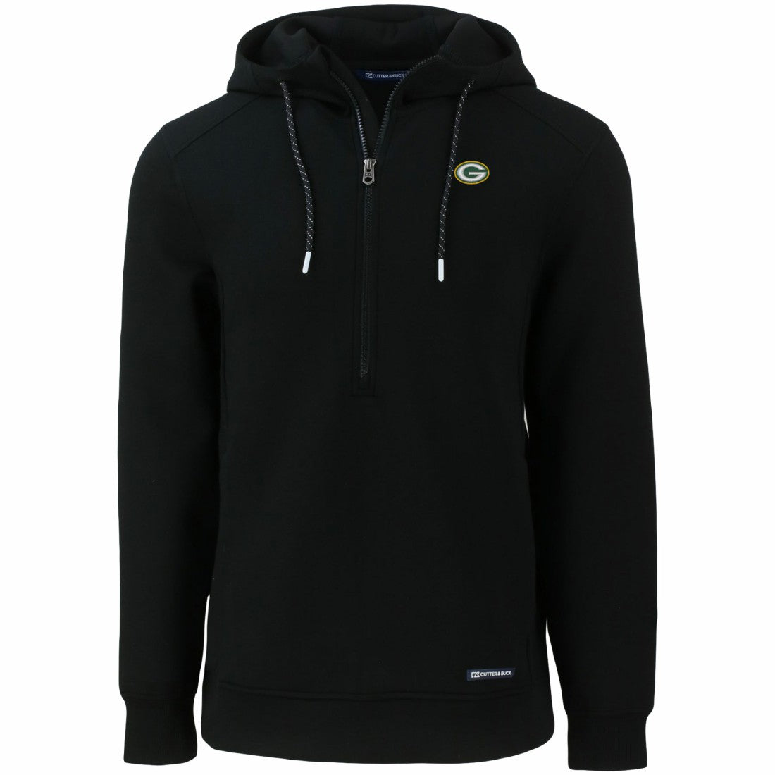 Green Bay Packers Cutter & Buck Primary Mark Roam Eco Recycled Half-Zip Pullover Hoodie Black | NFL