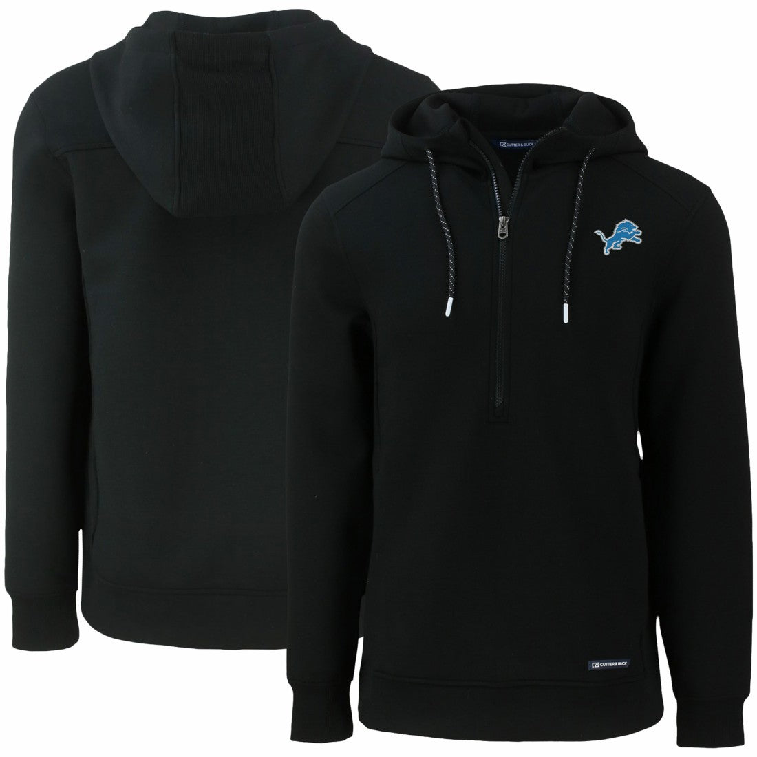 Detroit Lions Cutter & Buck Primary Mark Roam Eco Recycled Half-Zip Pullover Hoodie Black | NFL