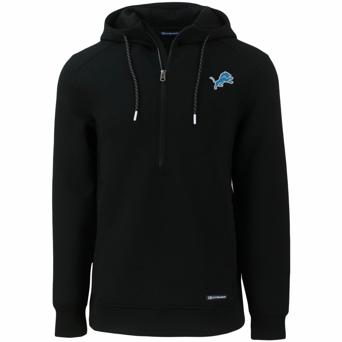Detroit Lions Cutter & Buck Primary Mark Roam Eco Recycled Half-Zip Pullover Hoodie Black | NFL