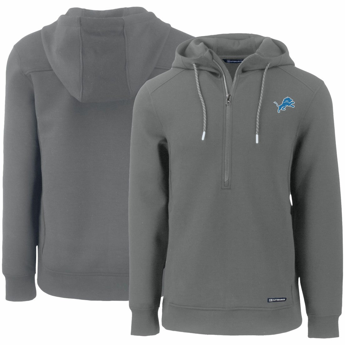 Detroit Lions Cutter & Buck Primary Mark Roam Eco Recycled Half-Zip Pullover Hoodie Gray | NFL