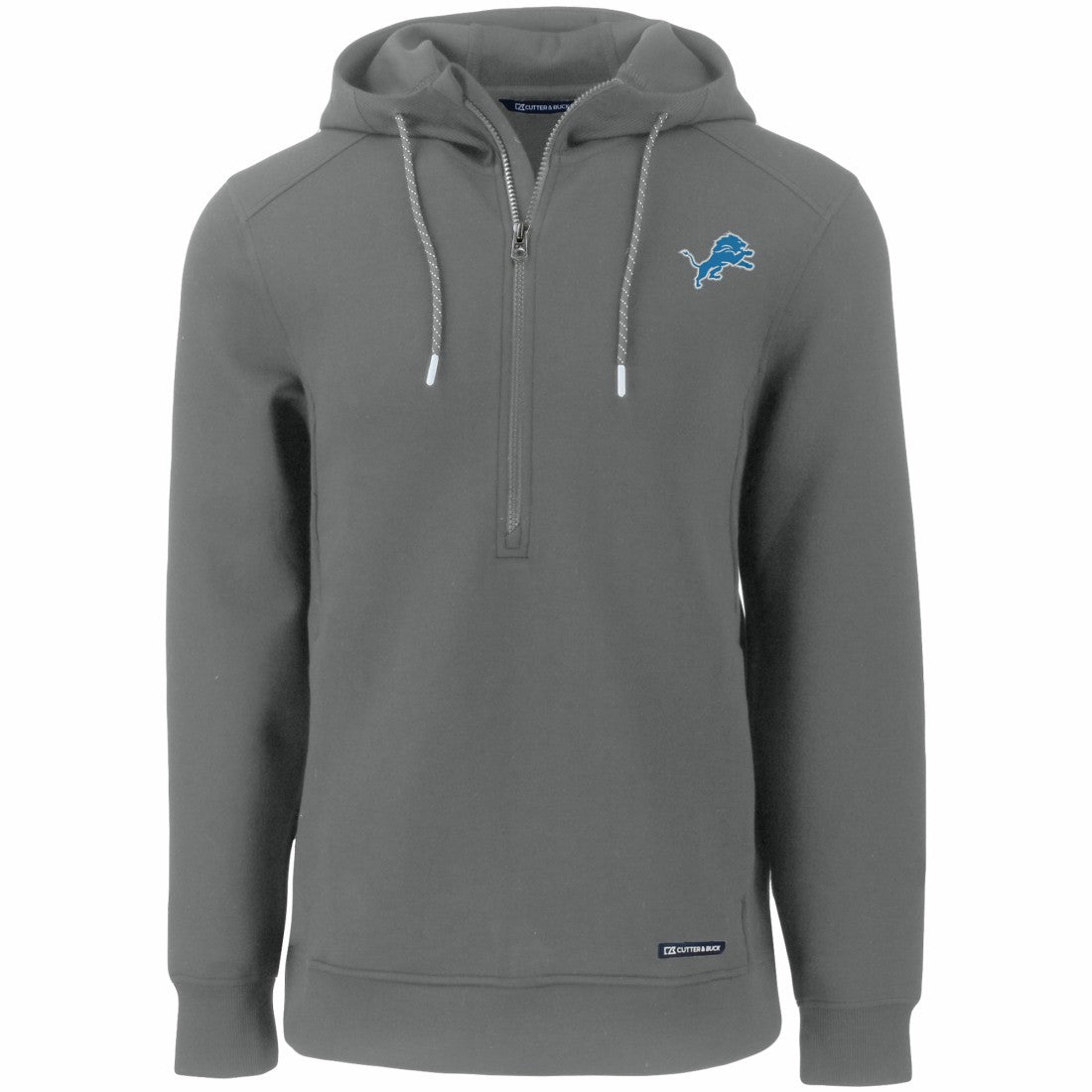 Detroit Lions Cutter & Buck Primary Mark Roam Eco Recycled Half-Zip Pullover Hoodie Gray | NFL