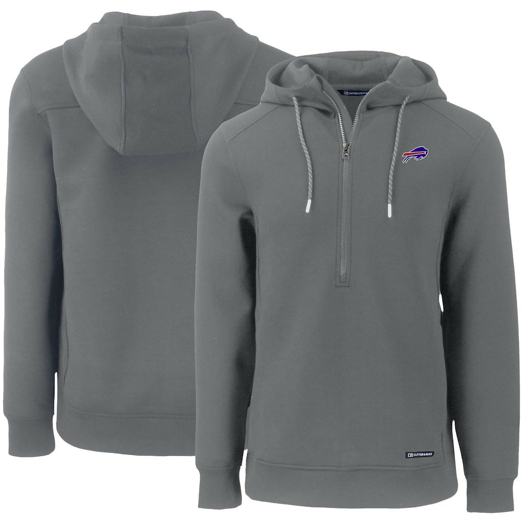 Buffalo Bills Cutter & Buck Primary Mark Roam Eco Recycled Half-Zip Pullover Hoodie Gray | NFL