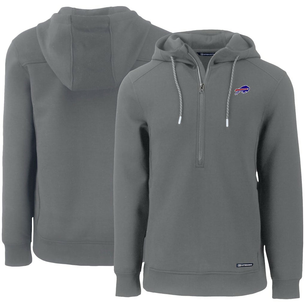 Buffalo Bills Cutter & Buck Primary Mark Roam Eco Recycled Half-Zip Pullover Hoodie Gray | NFL