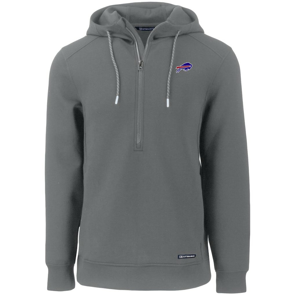 Buffalo Bills Cutter & Buck Primary Mark Roam Eco Recycled Half-Zip Pullover Hoodie Gray | NFL