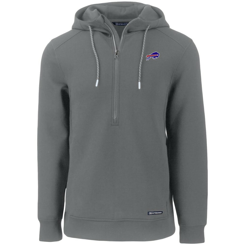 Buffalo Bills Cutter & Buck Primary Mark Roam Eco Recycled Half-Zip Pullover Hoodie Gray | NFL