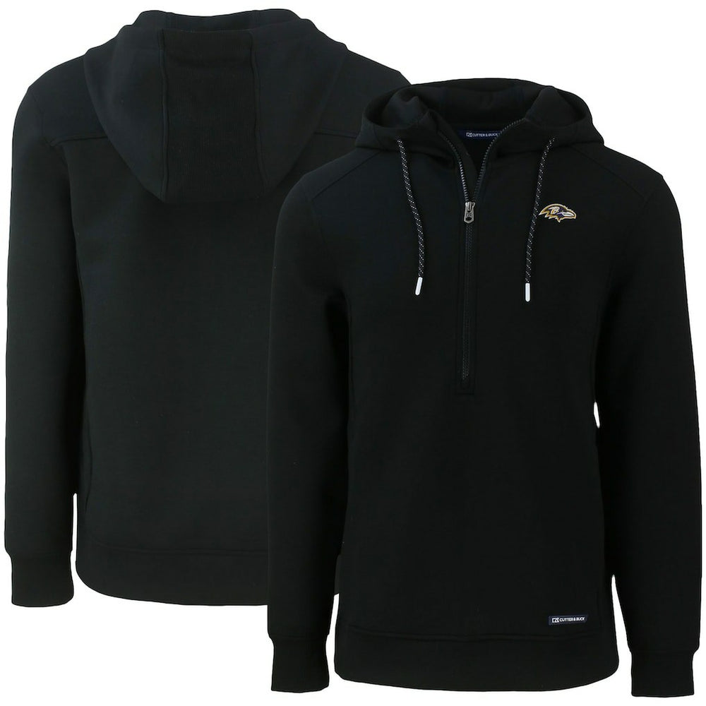 Baltimore Ravens Cutter & Buck Primary Mark Roam Eco Recycled Half-Zip Pullover Hoodie Black | NFL