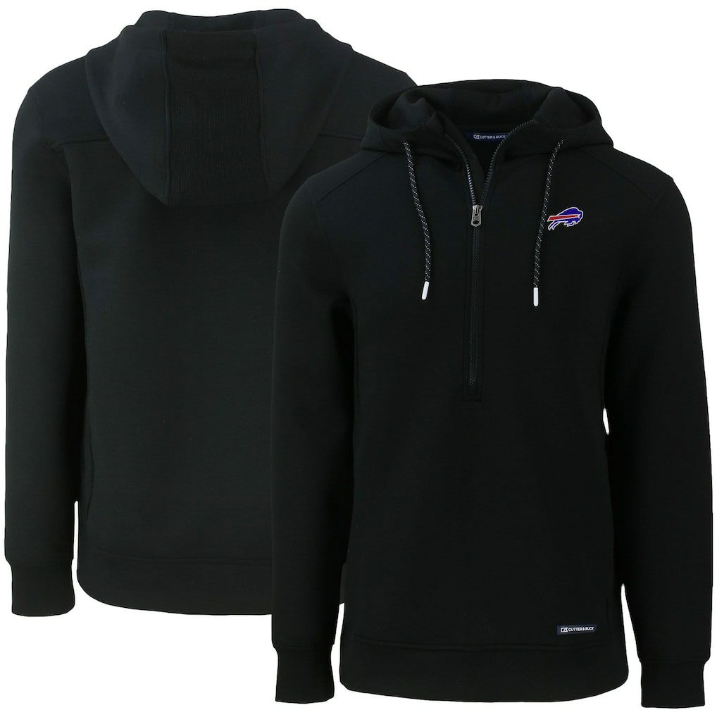 Buffalo Bills Cutter & Buck Primary Mark Roam Eco Recycled Half-Zip Pullover Hoodie Black | NFL