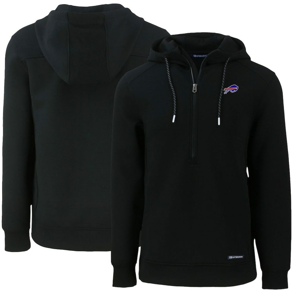 Buffalo Bills Cutter & Buck Primary Mark Roam Eco Recycled Half-Zip Pullover Hoodie Black | NFL