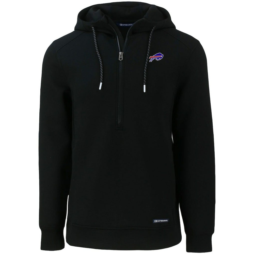 Buffalo Bills Cutter & Buck Primary Mark Roam Eco Recycled Half-Zip Pullover Hoodie Black | NFL